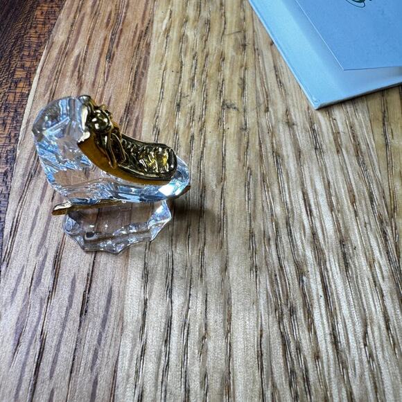 Swarovski Crystal Memories Ice Skate Gold Lace Blade on Ice Block Original Box - Picture 5 of 8